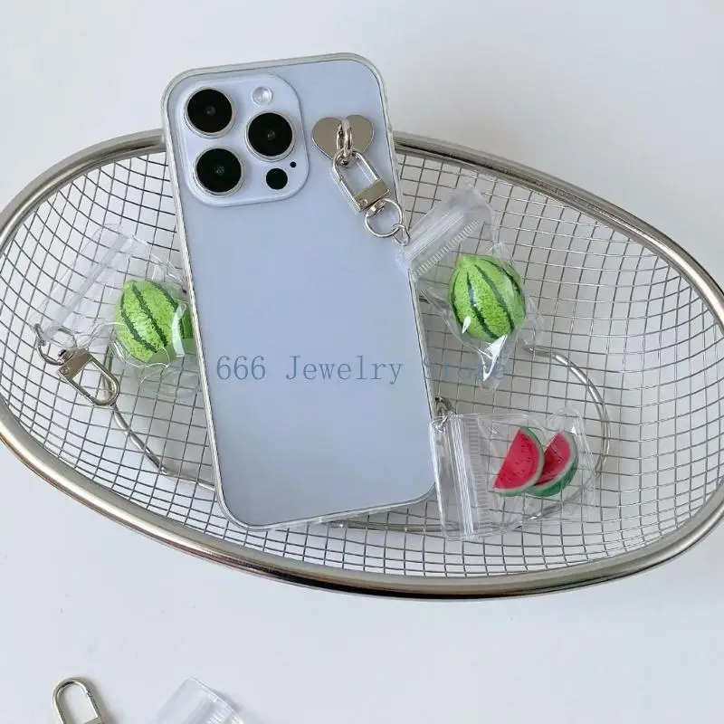 F2TD Adorable Watermelon Ring Alloy Keychain Lightweight Phone Charm Korean Gift For Girls Teens