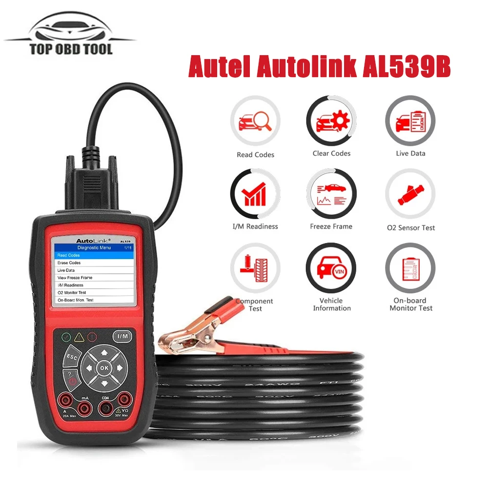 

Autel Autolink AL539B OBD2 сканер 3 в 1 считыватель кодов 12 В тестер батареи DC AC Avometer Электрический тестовый инструмент Автомобильный анализатор