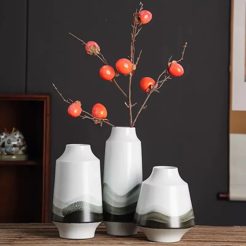 New Chinese Style Modern Simple Ink Ceramic Vase Creative Home Decor for Living Room Porch Model Room Flower Arrangement