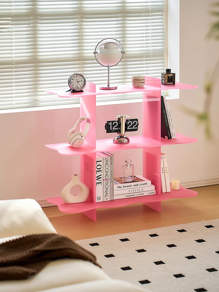 

Acrylic floor-to-ceiling multi-layer shelf, living room sofa against the wall bookshelf