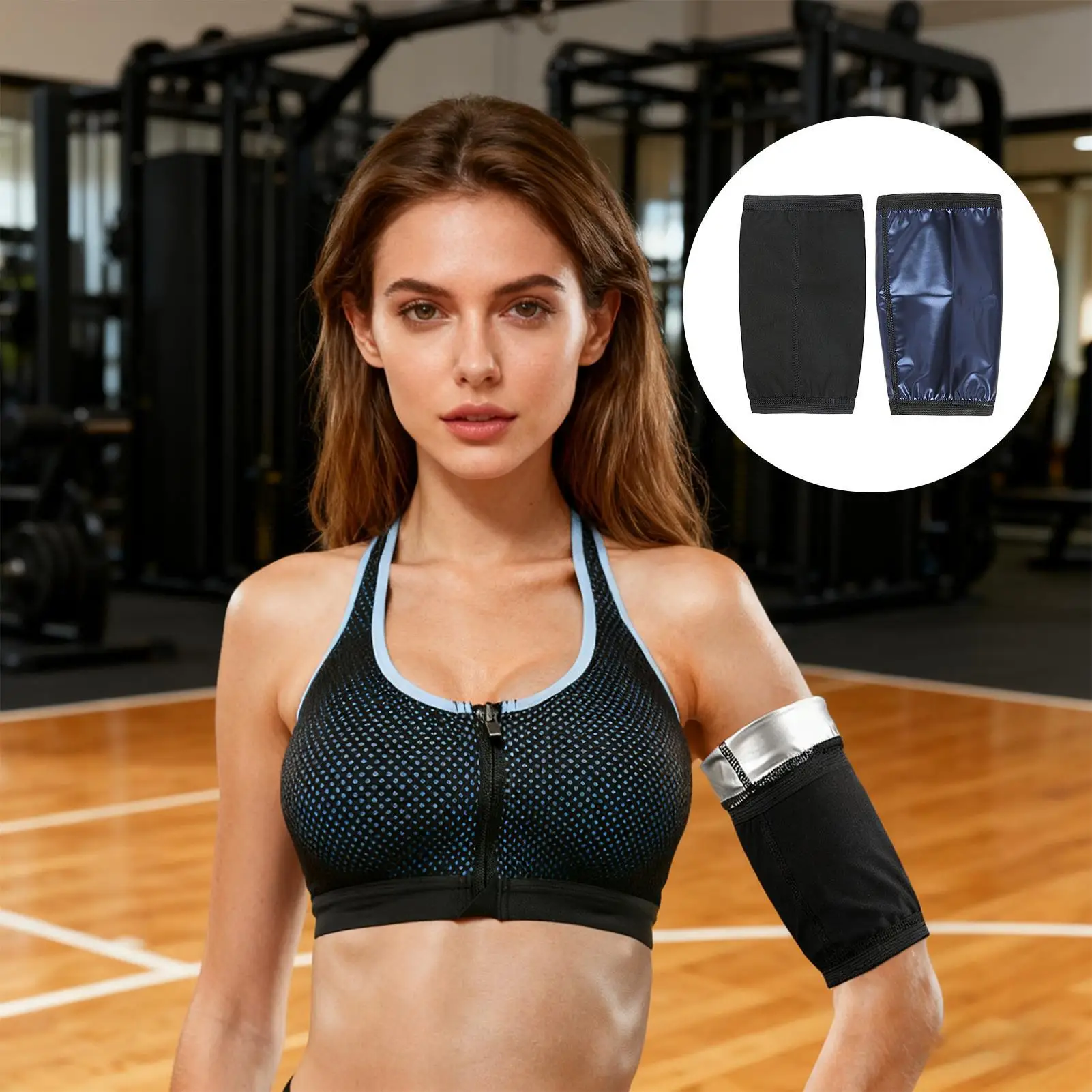 Sauna Sleeve For Fat Arms 2 Piece Adjustable Compression Sleeves Sauna Sweat Arm Trainer For Women Men Home Weight Loss Fitness