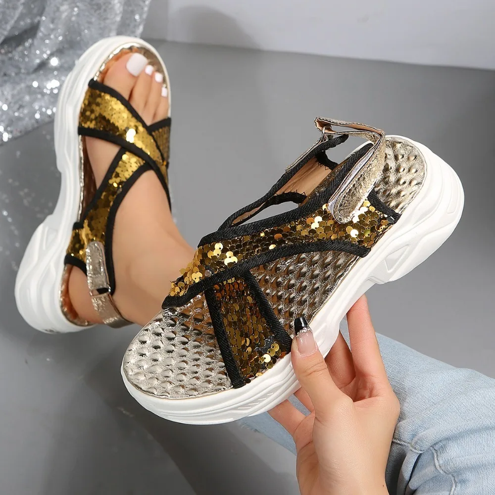 Platform Sandals Women Sandals New 2024 Summer Platform Slides Fad Flats Women Slippers Rome Beach Thick Casual Shoes Zapatos