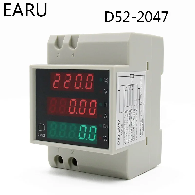 

DIN-rail Multi-function LED Digital Meter AC 80-300V 200-450V 0-100A Active Power Factor Electric Energy Ammeter Voltmeter DIY