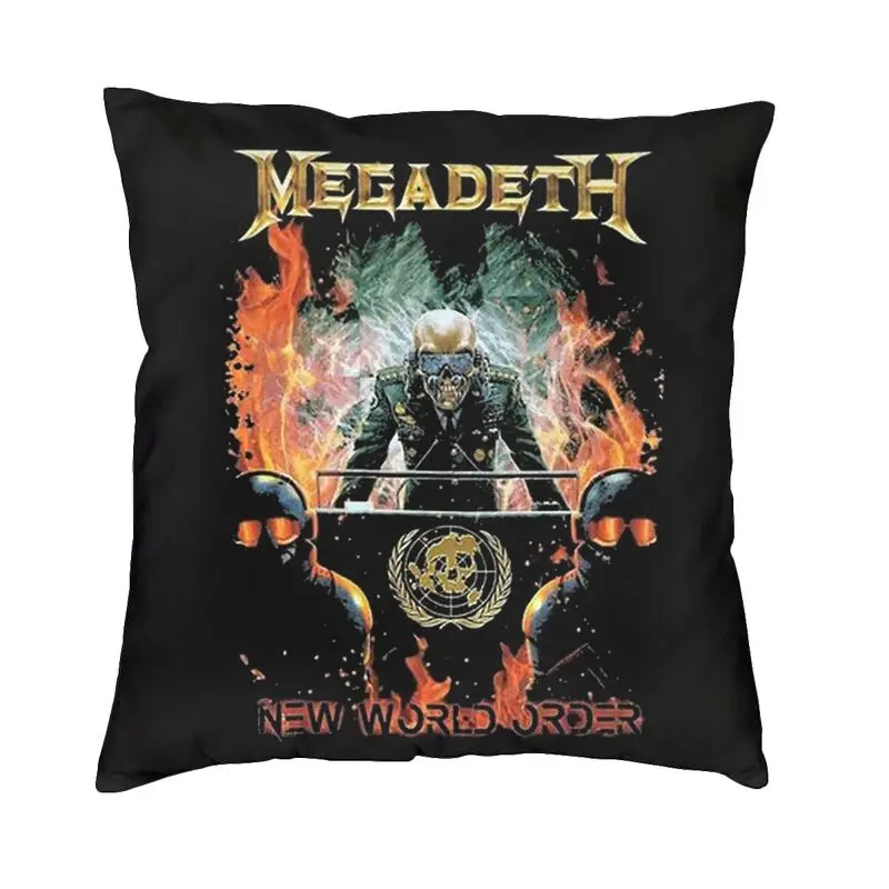 

Megadeths New World Order In Fire Cushion Cover 40x40 Home Decorative Print Rock Band Throw Pillow for Sofa Double Side