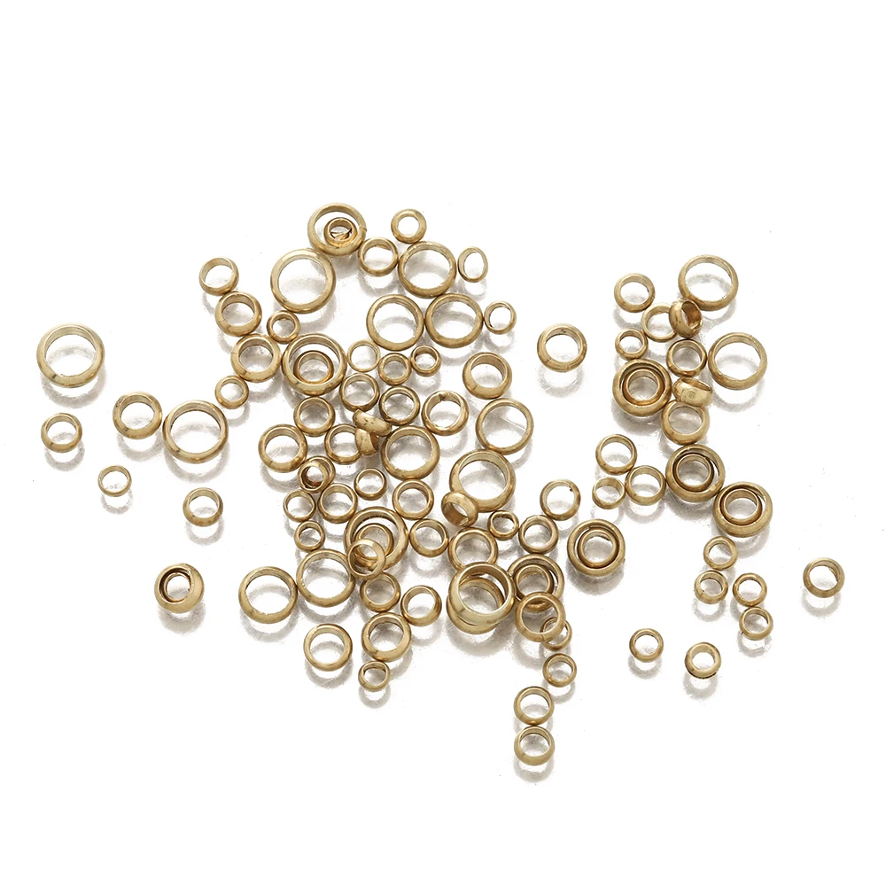 

100Pcs/Lot Raw Brass Tube Crimp Beads Metal Round Crimp Beads Spacer Stoppers Clamp Ends Bead for Diy Jewelry Making Accessories