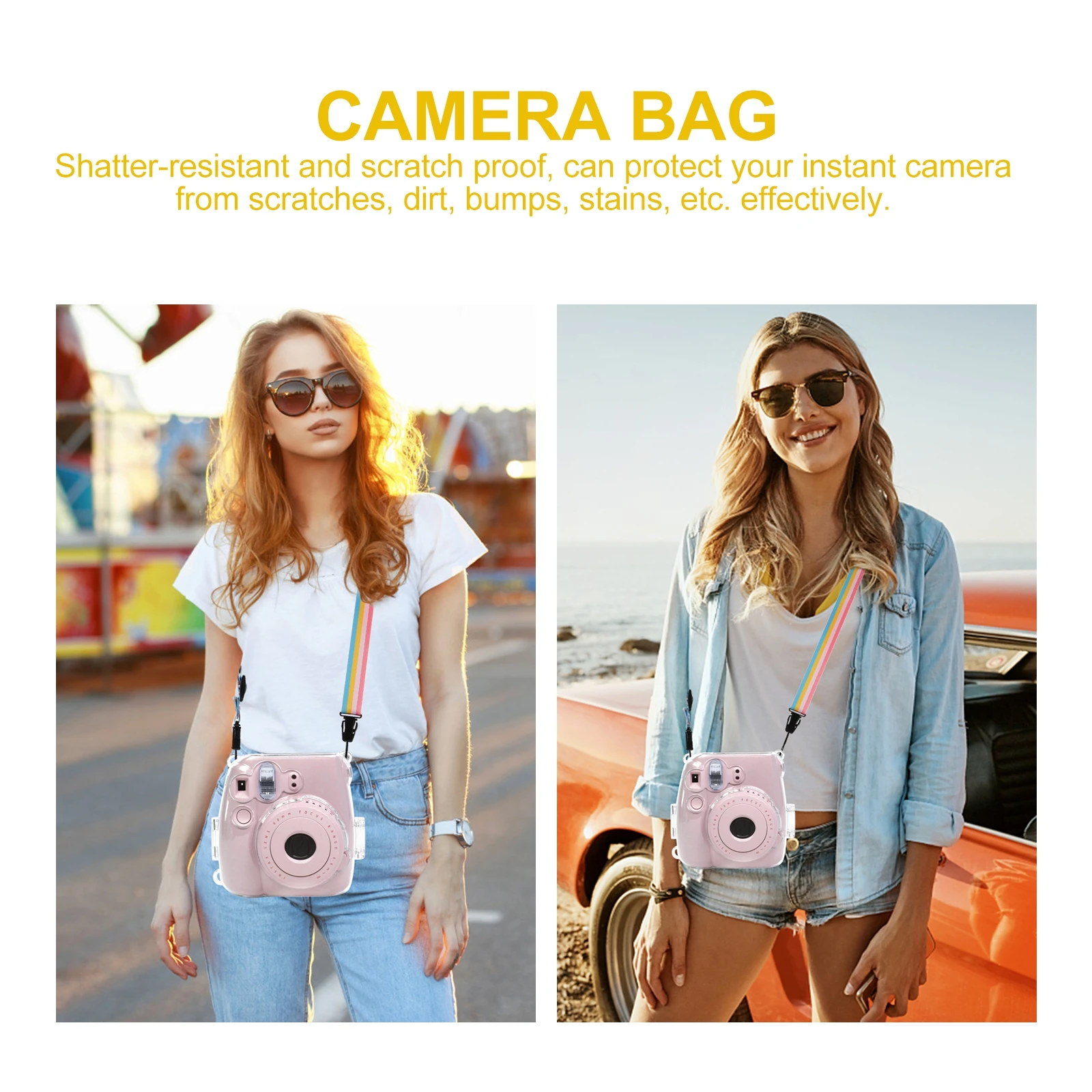 

Protective Pvc Instant Camera Case Bag For Mini 25 26 Shatter Resistant Scratch Proof Shoulder Bag For Outdoor Activities