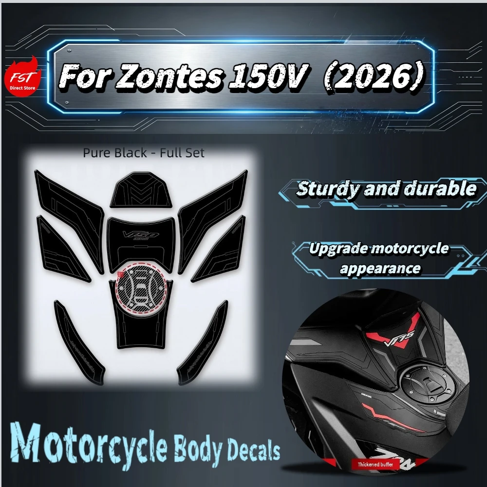 For ZONTES 150V 2026 Rubber Tank Protective Sticker Shock‑Absorbing Decor Decal Motorcycle Mod Accessories