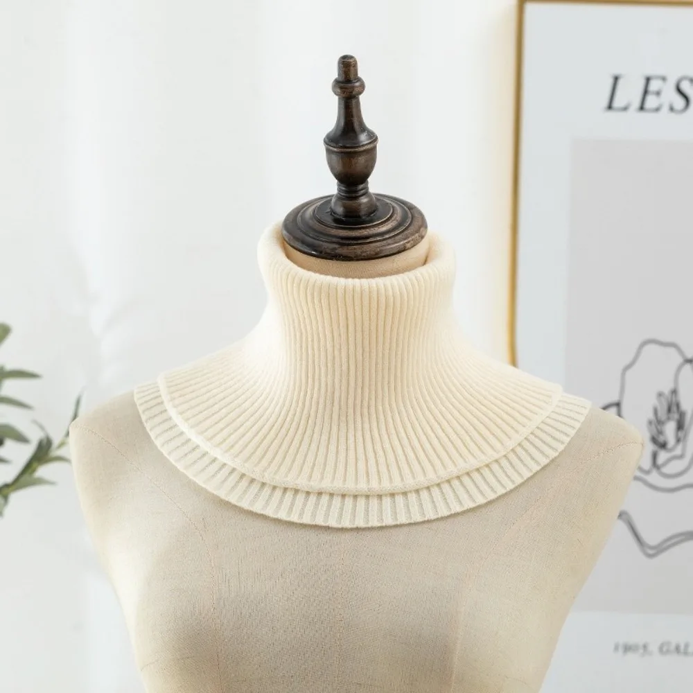 

Новый вязаный теплый шарф, холодостойкий однотонный ветрозащитный шейный платок с искусственным воротником, осень и зима