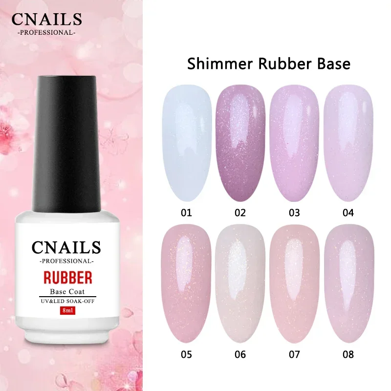 

CNails Gel Nail Art Rubber Shimmer Base Coat Gel UV Soak Off Varnish Long Lasting Nail Polish Nail Supplies for Professionals