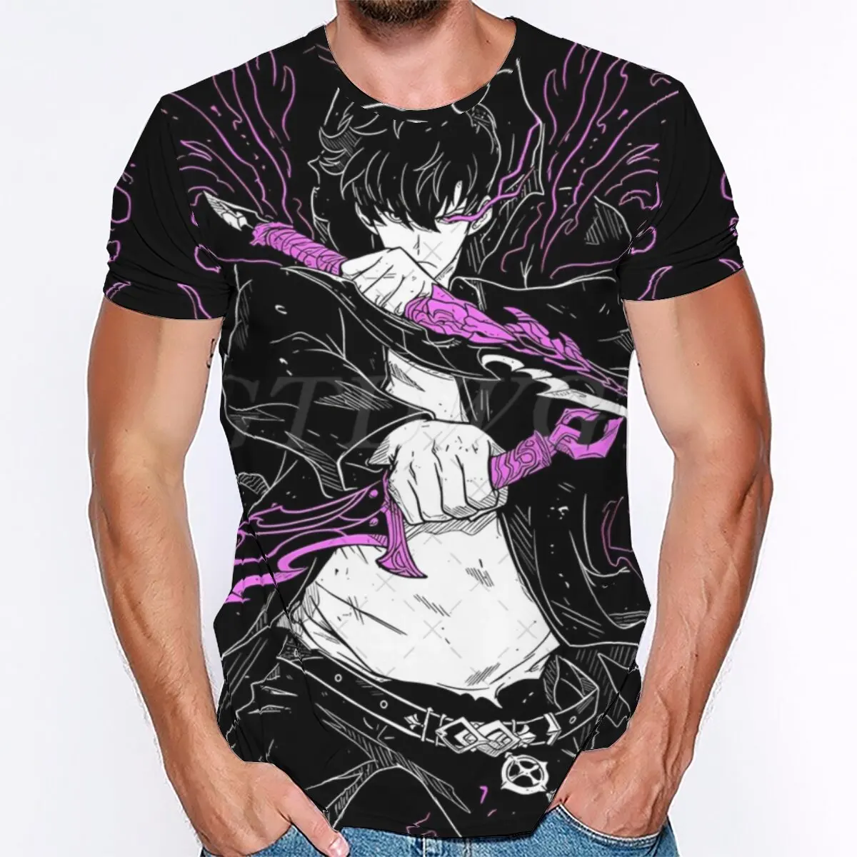 

3D Solo Leveling Print Anime T Shirt Men Summer Short Sleeve Harajuku Fashion Streetwear Cool Trend Sung Jin Woo Comic T-shirts
