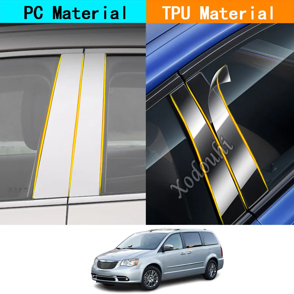 

Накладки на стойки дверей (глянцевые, TPU) для Chrysler Town and Country 2011-2013+ и молдинги на окна, аксессуары