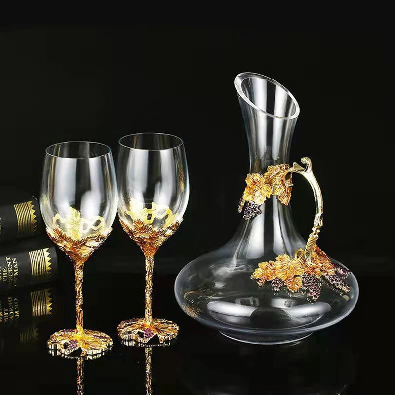 Golden Grape Enamel Glass Red Wine Glass Crystal Glass Bar Glasses for Drinks Vintage Cups Champagne Flute Cup for Alcohol Shot