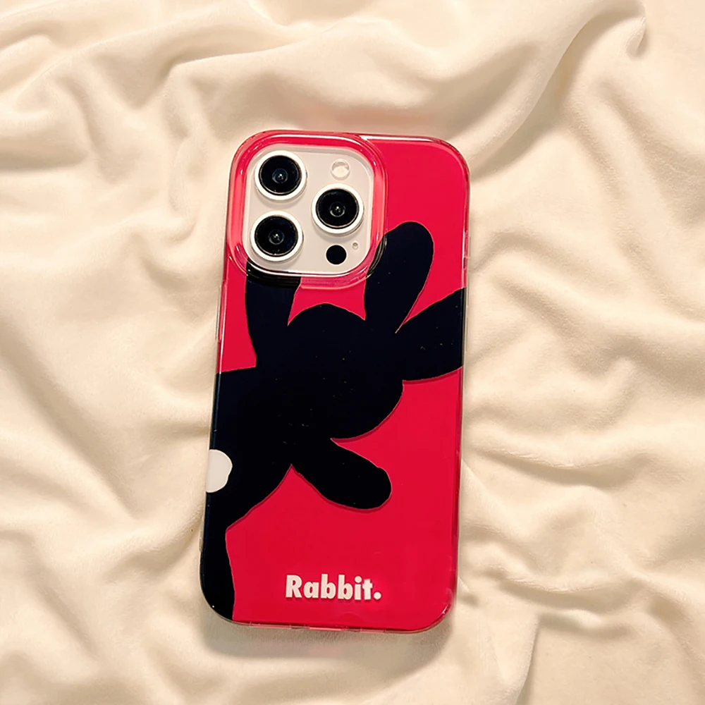 

Funny Bunny Cute Rabbit Lovely Phone Case for IPhone 16 15 14 13 Pro Max Iphone 16Pro Silicone Glossy Shockproof Back Case Cover