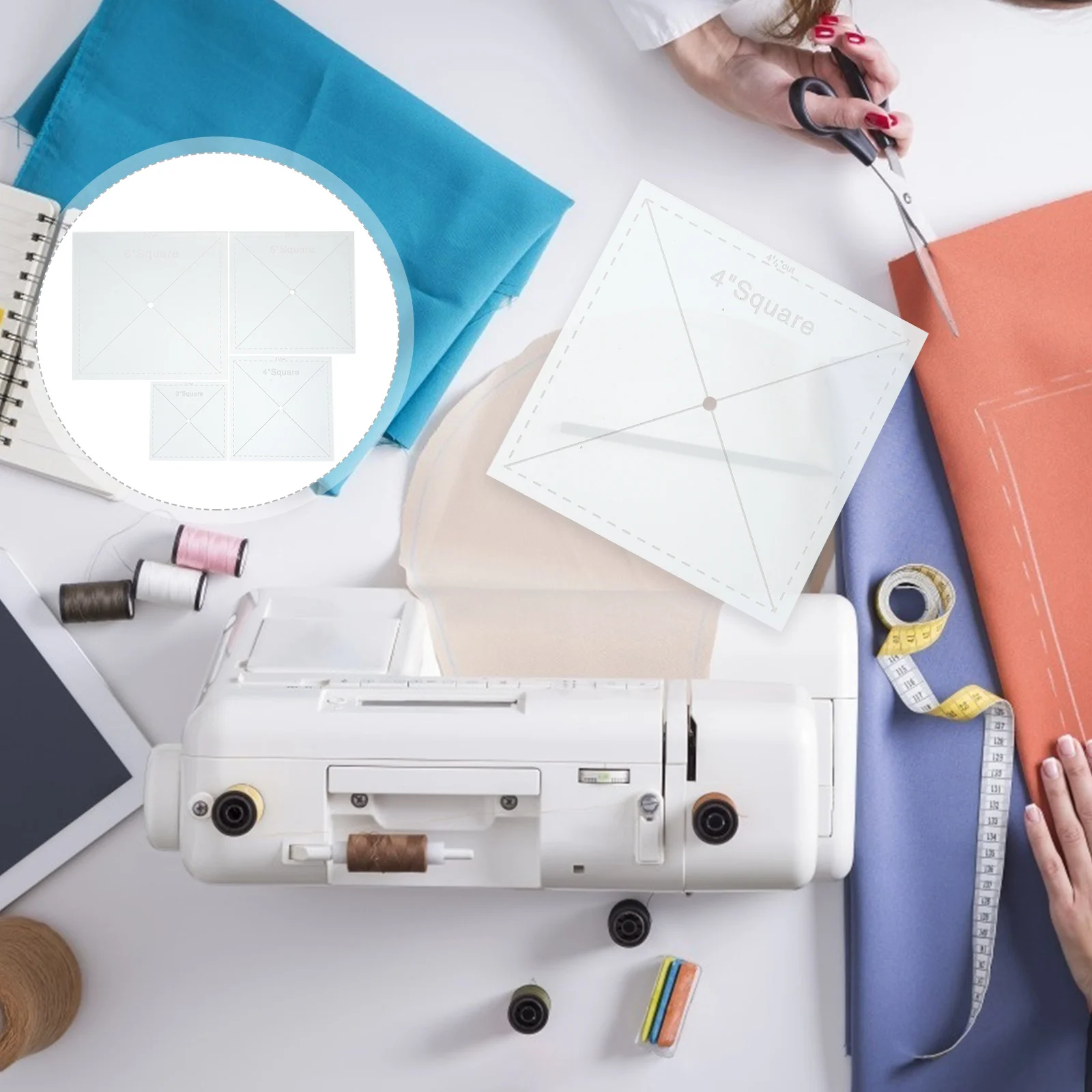 

4Pcs Acrylic Sewing Ruler Lightweight Portable Abrasion Resistant Fabric Sewing Stitching DIY Craft Projects Patchwork Ruler