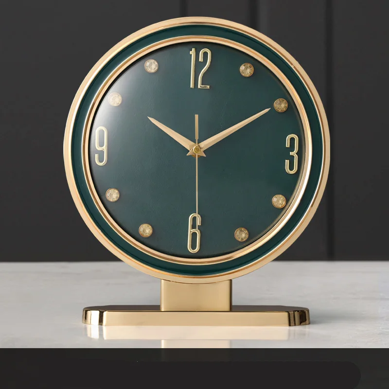2023 New Modern Light Luxury High-End Alloy Shell Living Room Clock Desk Clock Fashionable And Simple Desk Clock 1PCS