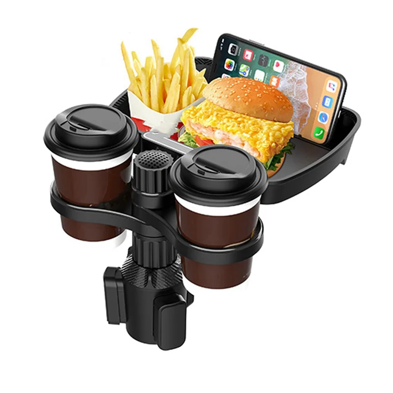 듀얼 컵 홀더 확장기 조정 가능한 자동차 좌석 컵 홀더 스낵 트레이 360 용 음료 홀더 ° 회전 다기능 1 PCS
