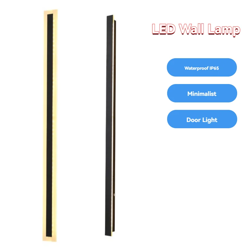 

Indoor Outdoor Long Strip Wall Lamp Minimalist Villa Gate Courtyard Column External Wash Light 1-2 Meters