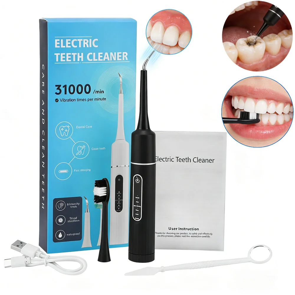 Electric Tooth Cleaner Portable Toothbrush High Frequency Sonic Vibration Tartar Remover Dental Scaler Teeth Whitening Cleaning