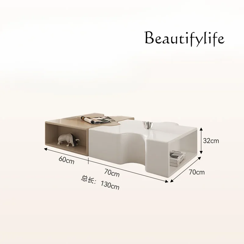 JJ Japanese light luxury cream style combination coffee table small apartment living room household furniture modern simple