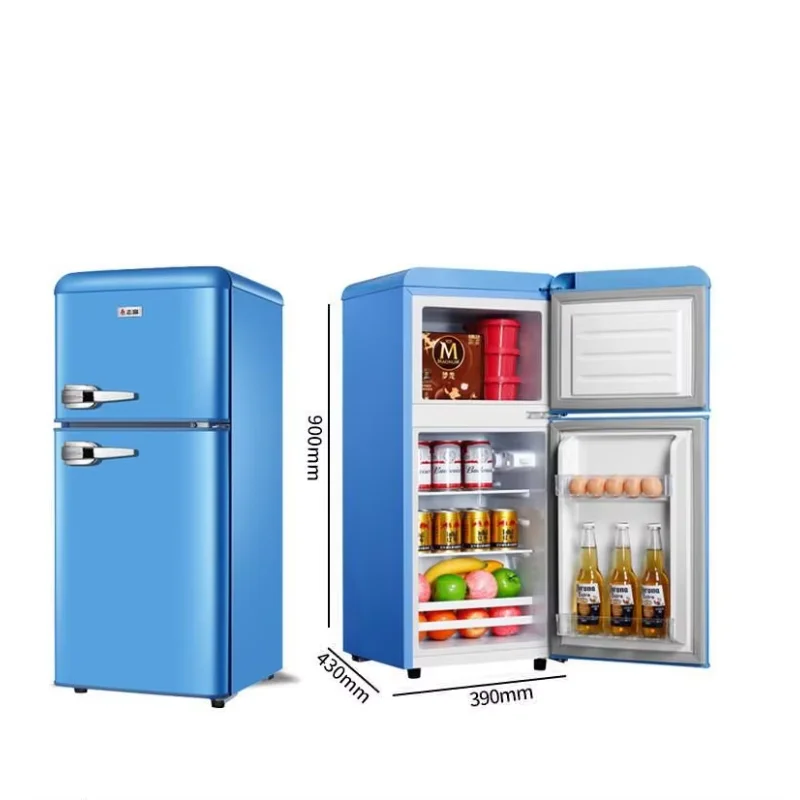 72L MINI compact double-door American retro top-freezer refrigerators home dormitory office refrigeration equipment