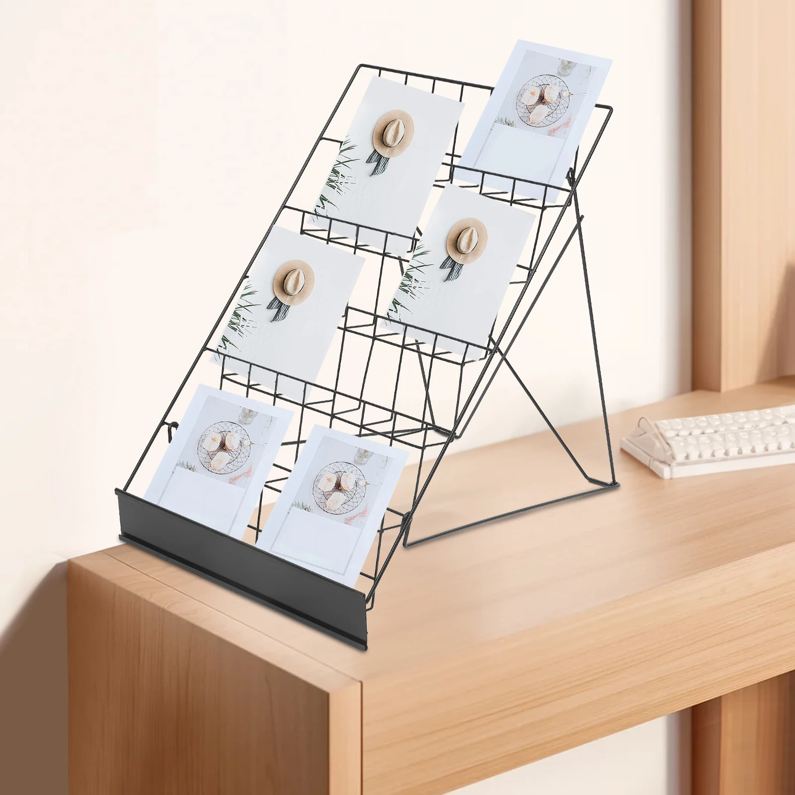 

6tiers Countertop Magazine Rack Iron Comic Book Display Holder for Bookstores Tourist Attractions Commercial Venues