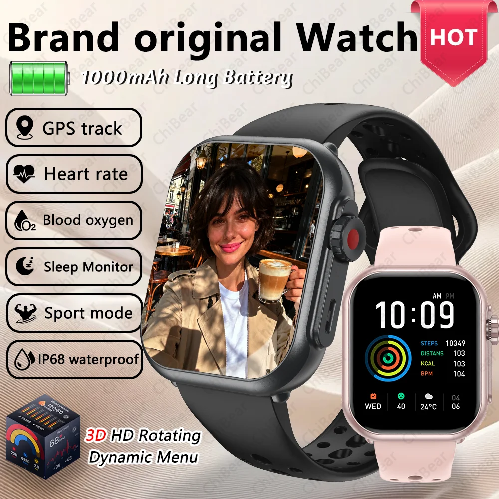 

2025 New Brand original Smartwatch 3D HD Rotating Dynamic Menu 1000mAh Battery Heart Rate Bluetooth Call Sports IP68 Smart Watch