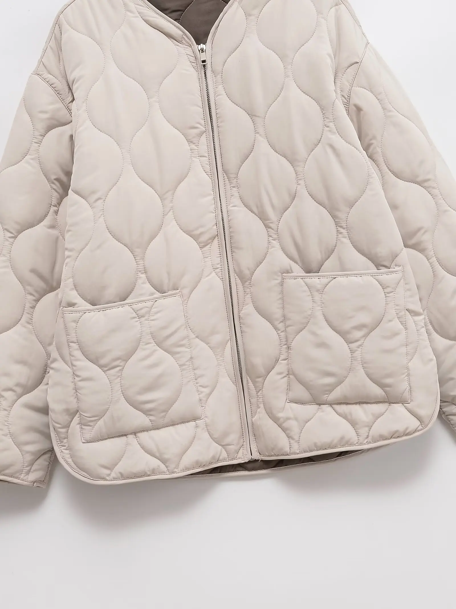 النمط الأوروبي والأمريكي 2025 شتاء جديد فضفاض عارضة سترة قطنية دافئة الماس #5