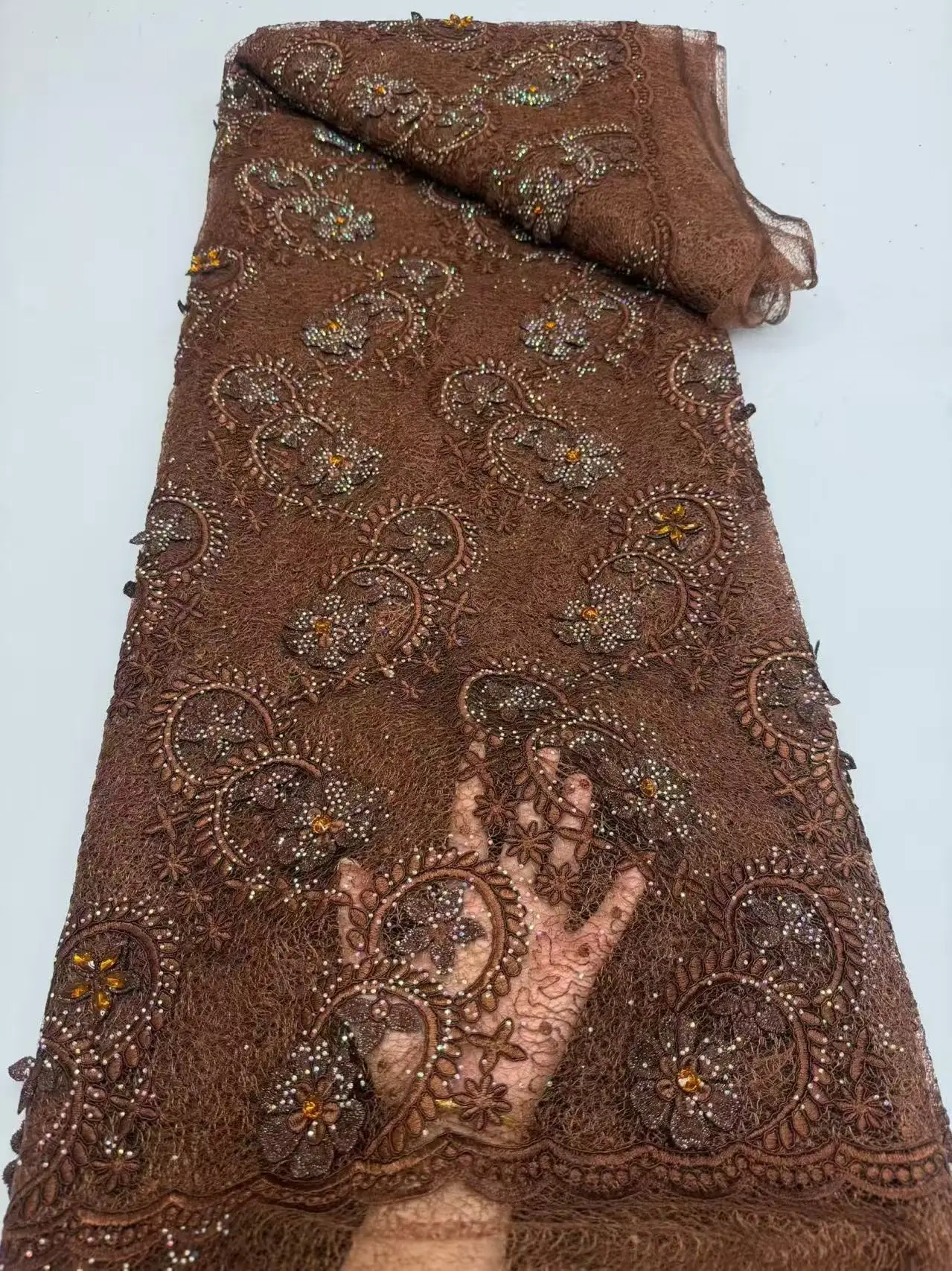 Multicolor Embroidered African Guipure Cord Lace Modern Traditional Inspired Fabric for Garments Cupion Occasional Wear