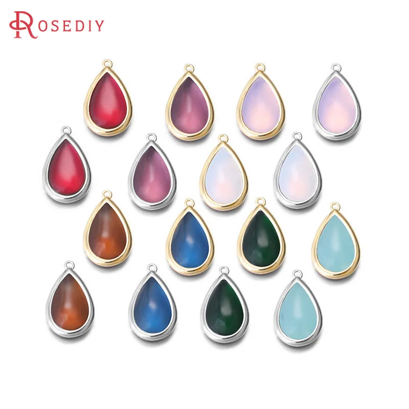 18K Gold Color Tear Drop Shape Colourful Charms Pendants High Quality Necklace Earrings Accessories Rosediy official-website