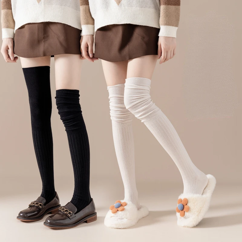 

Wool Calf Socks Autumn And Winter Thickened Coffee Colored Pile Socks Japanese Knee Length Socks