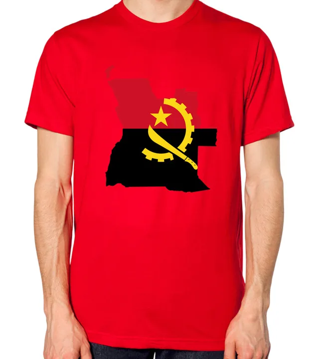 أنغولا العلم خريطة رجل تي شيرت امرأة رجل الصيف مضحك القطن الجرافيك تي شيرت موضة الشارع الشهير بلايز المحملة في الهواء الطلق قصيرة الأكمام #3