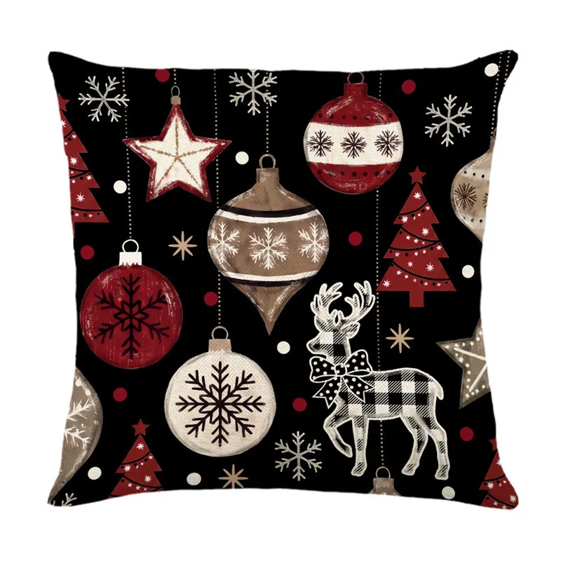 2026 Merry Christmas Cushion Cover Lovely Santa Claus Penguin Deer Print for Sofa Bed Chair Christmas Home Decor Christmas Gift
