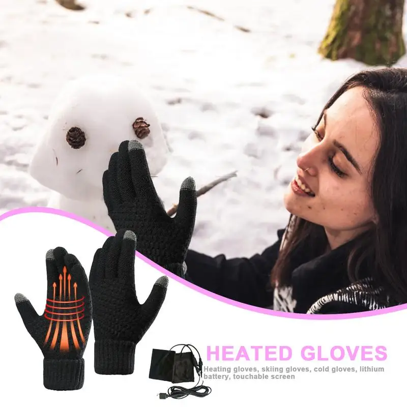 Heated Gloves For Men Velvet USB Heating Mittens Touchscreen Winter Hands Warm Gloves For Males Men Females Women