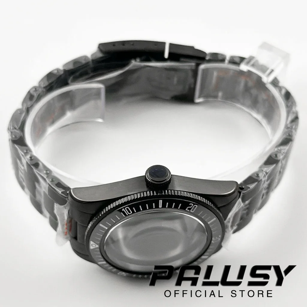 BB58 39MM caja de PVD negra cristal de zafiro abovedado caja de reloj de acero inoxidable resistente al agua compatible con movimiento NH34 NH35 NH36 ETA2824 PT5000