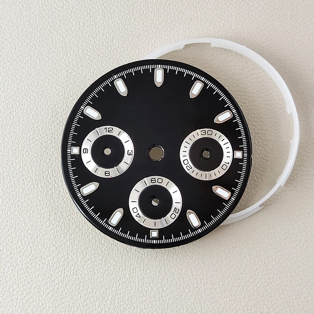 VK63 Dial 29MM Black White Panda Dial Luminous Dial Suitable For The VK63 Movement Replacement Of Parts Of Watch Accessorie