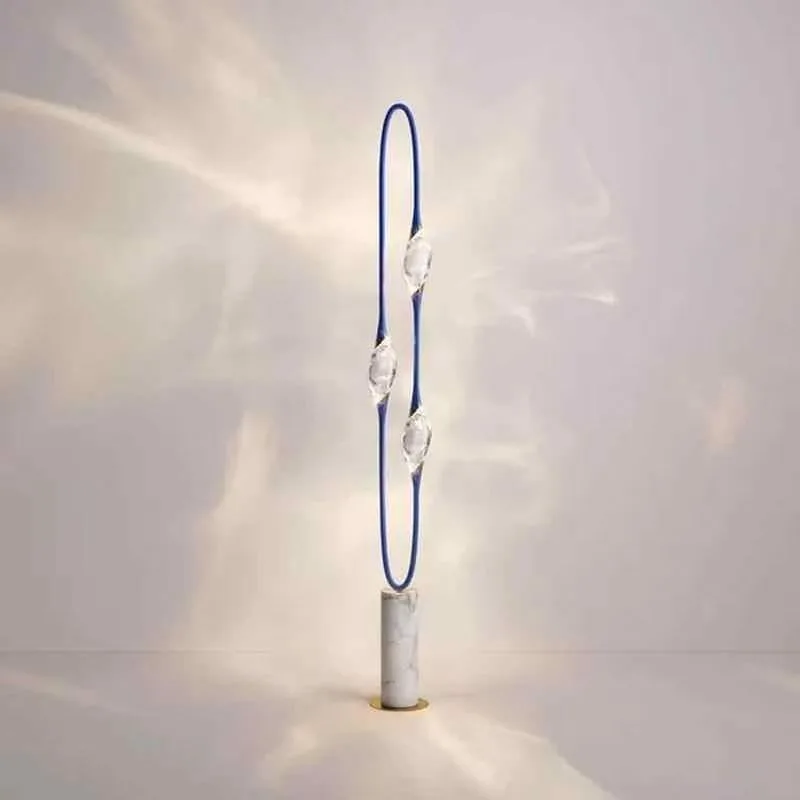 Milan designer creative crystal floor lamp, bedside lamp, postmodern living room atmosphere art marble floor lamp