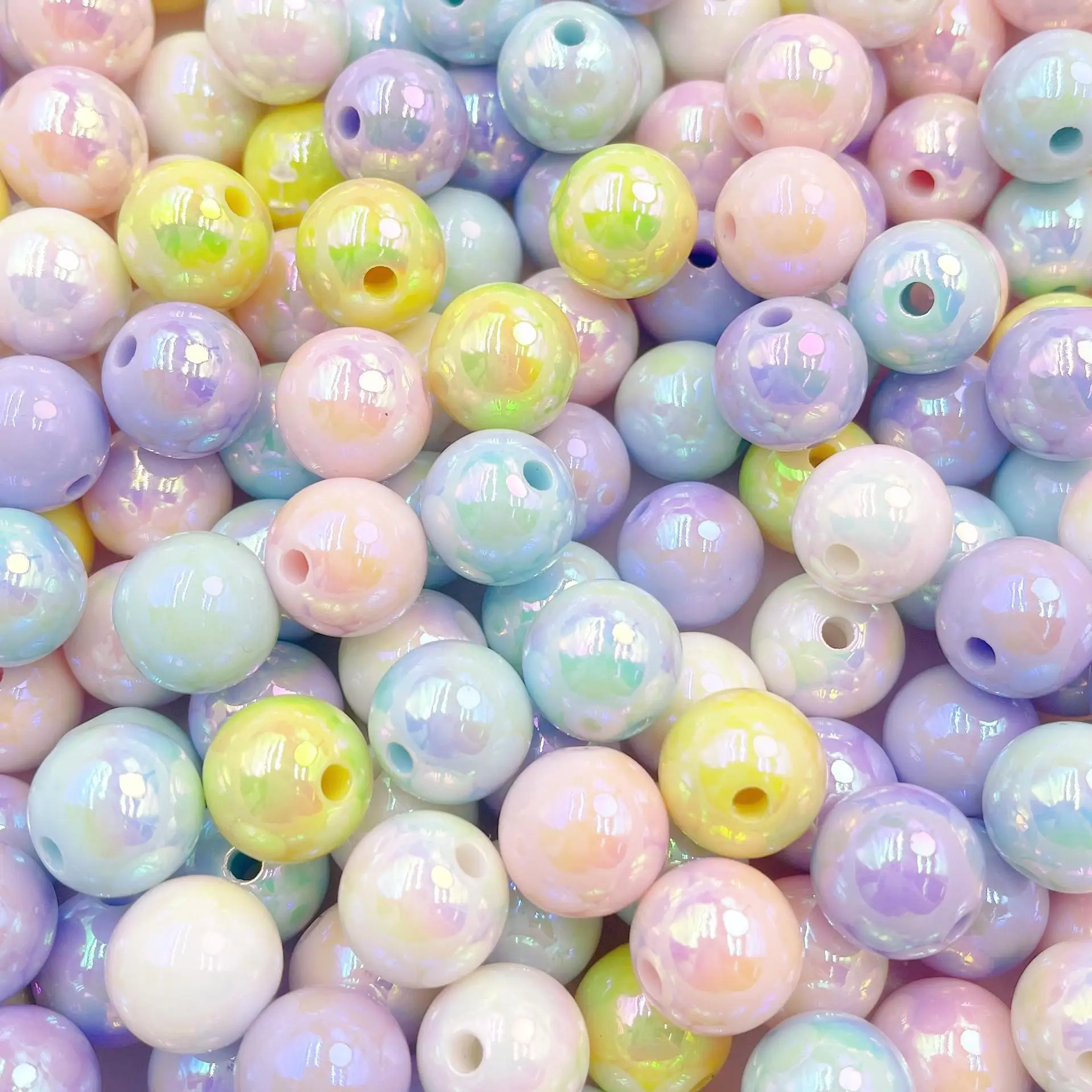 10pcs/lot DIY Jewelry Findings 16mm Cream Luminous Round Gumball Beads Ornament Accessories Material Earring Necklace Bracelet