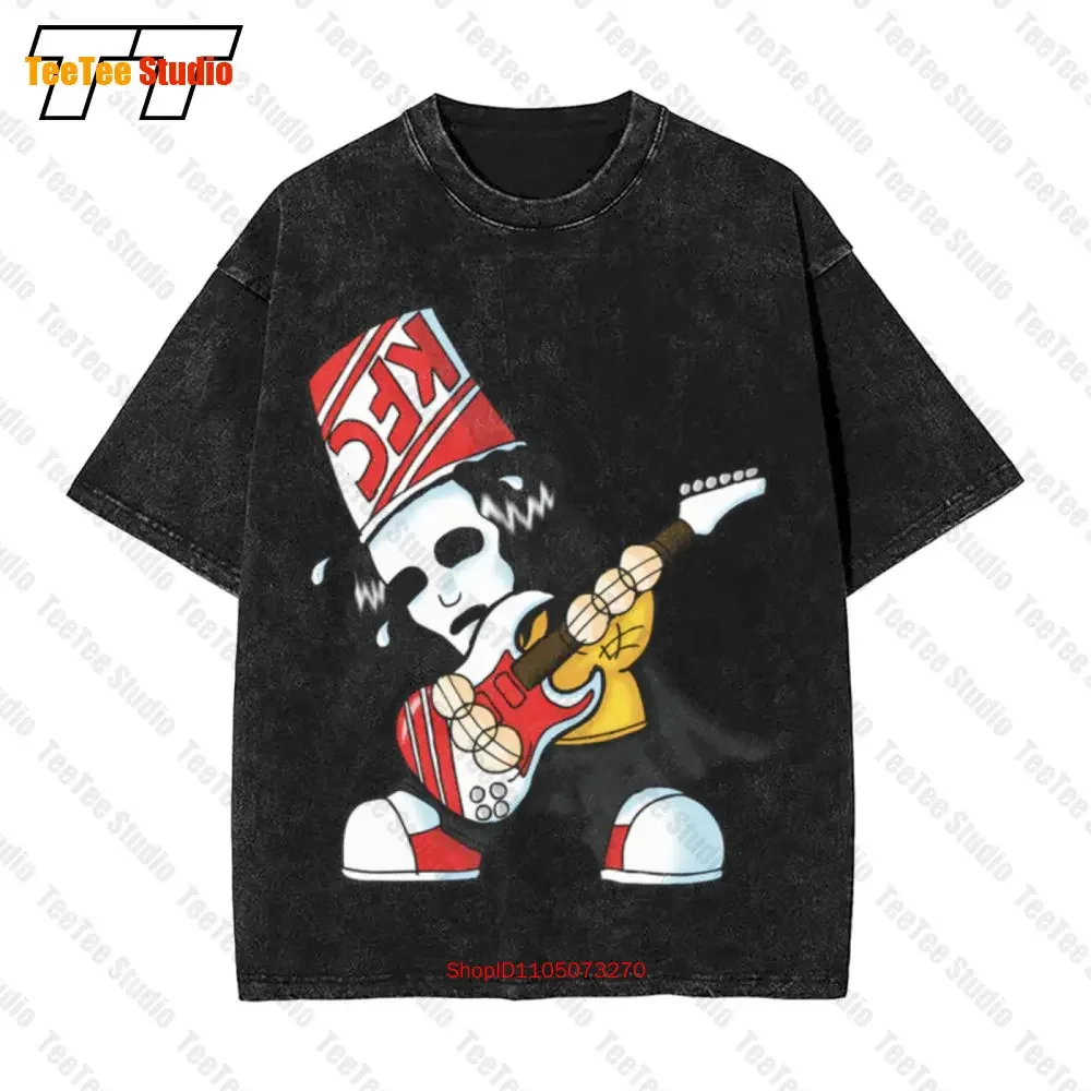 Chibi Cute Guitar Buckethead Funk Rock Metal Music Vintage Oversized T-Shirt C15K