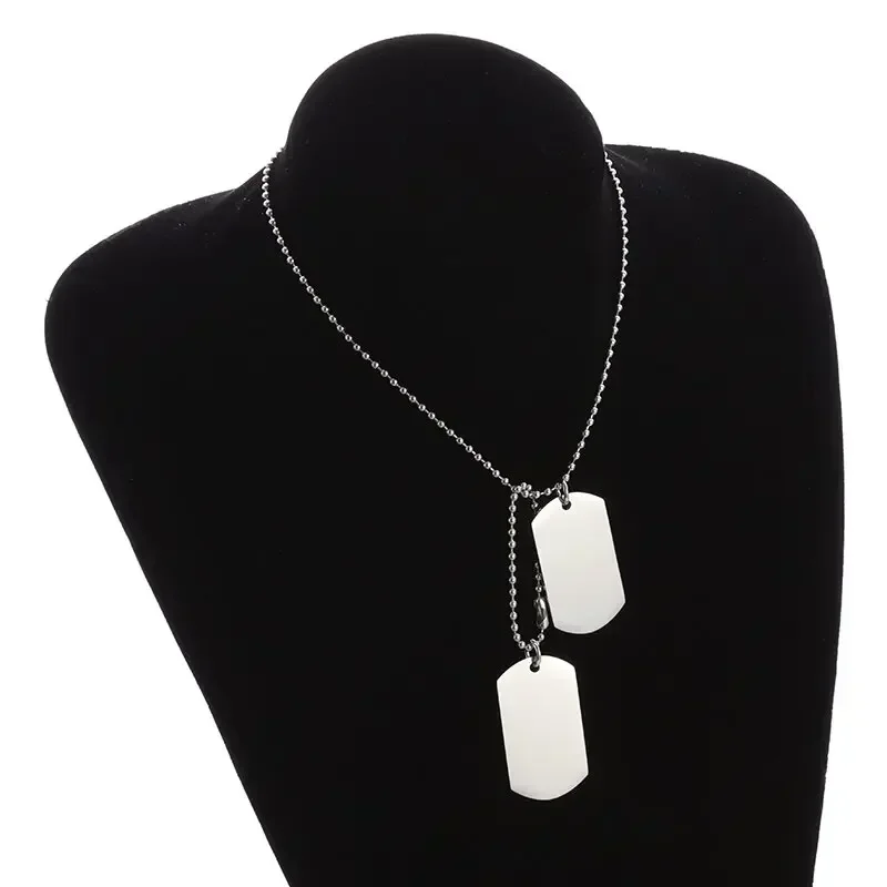 Stainless Steel Double Layer Dog Tag Pendant Necklace Suitable for Men's Fashionable and Simple Trendy Jewelry image 6