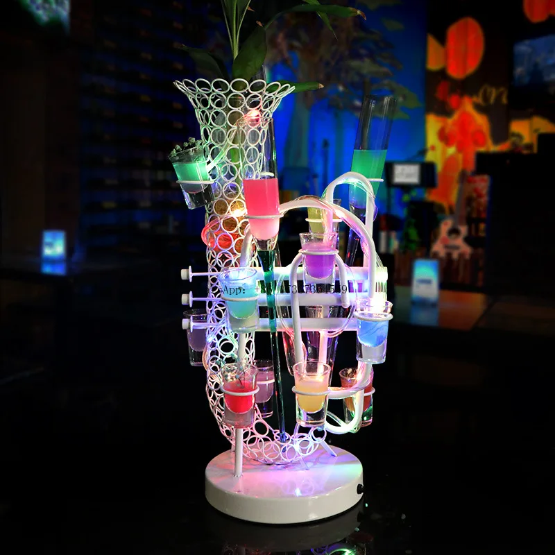 

Custom Bar Cocktail Creative Luminous Saxophone Glass Shelf Night KTV Theme One Bullet Cup