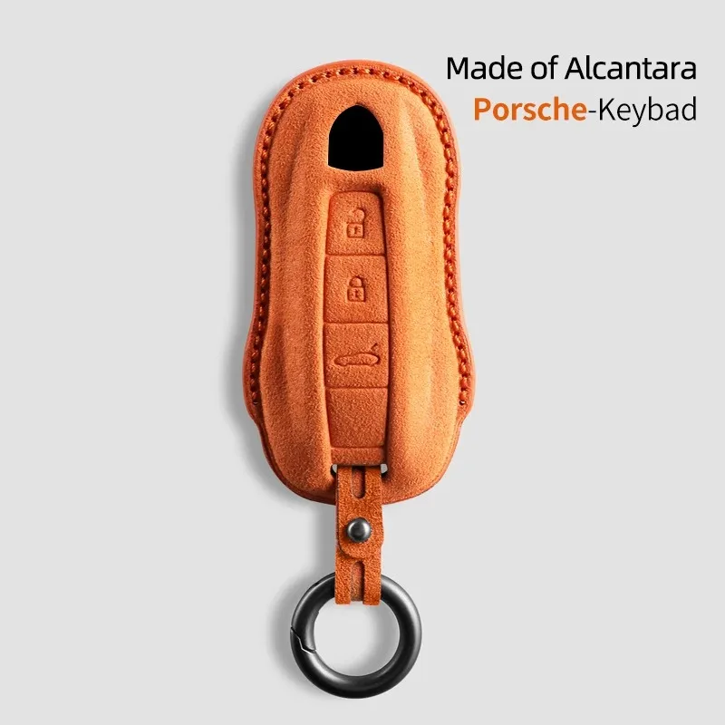 For Porsche Car Keychains Panamera Spyder Carrera Macan Cayman Cayenne 911 970 981 991  Suede Car Key Case Cover Shell Fob