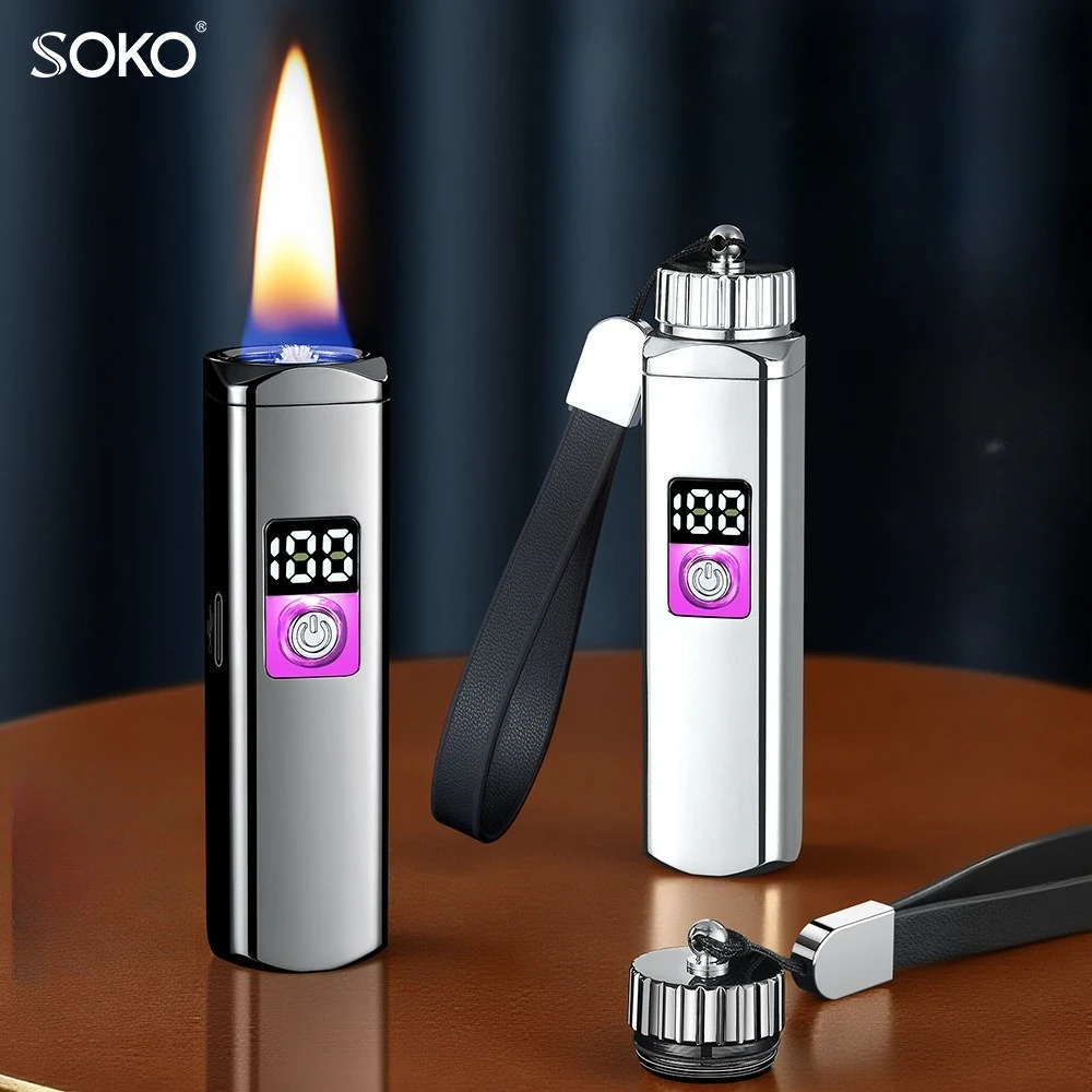 New Gas Electric Dual-purpose Lighter, Windproof Arc Charging Lighter, Cigarette Lighting Frequency, Battery Display Lighter