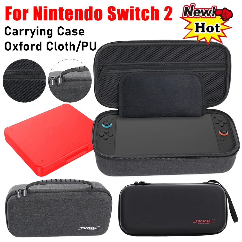 Carrying Case with 8-Bit Game Cartridge Storage Box Organizer Bag W/ Mesh Pocket for for Switch 2 Game Console & Accessories