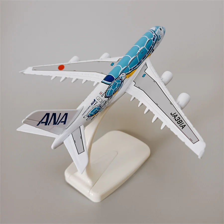 Avion japonais en alliage métallique, 16cm, modèle réduit de la série Cartoon Sea Turtle Airlines, moulé sous pression, lavable, échelle 1/500, Air ANA, Airbus A380