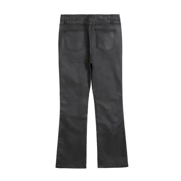 High Street Trendy Black Brush Wax Micro-horn Casual Trousers and Jeans for Men