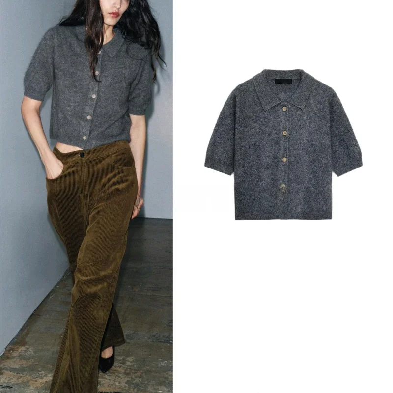 

mat Sle Women's Knitted ort Sve irt Coat Single Button Autumn Winter New Arrival Casual Faion Outerwear