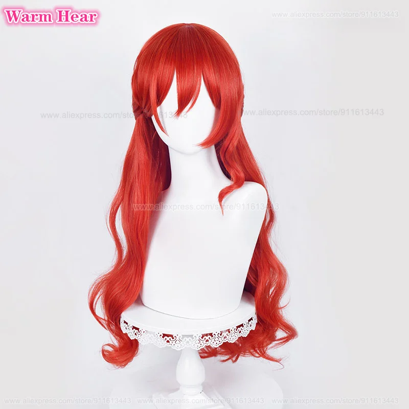 New! Game HSR Himeko Synthetic Wig 66cm Long Red Curly Hair Cosplay Anime Wig Heat Resistant Hair Halloween Party Wigs + Wig Cap