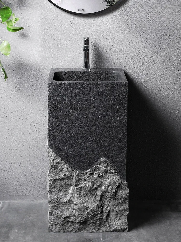 

Whole Stone Column Basin, Outdoor Courtyard, Floor Standing, Light Luxury Washbasin, Household Balcony, Stone Sink