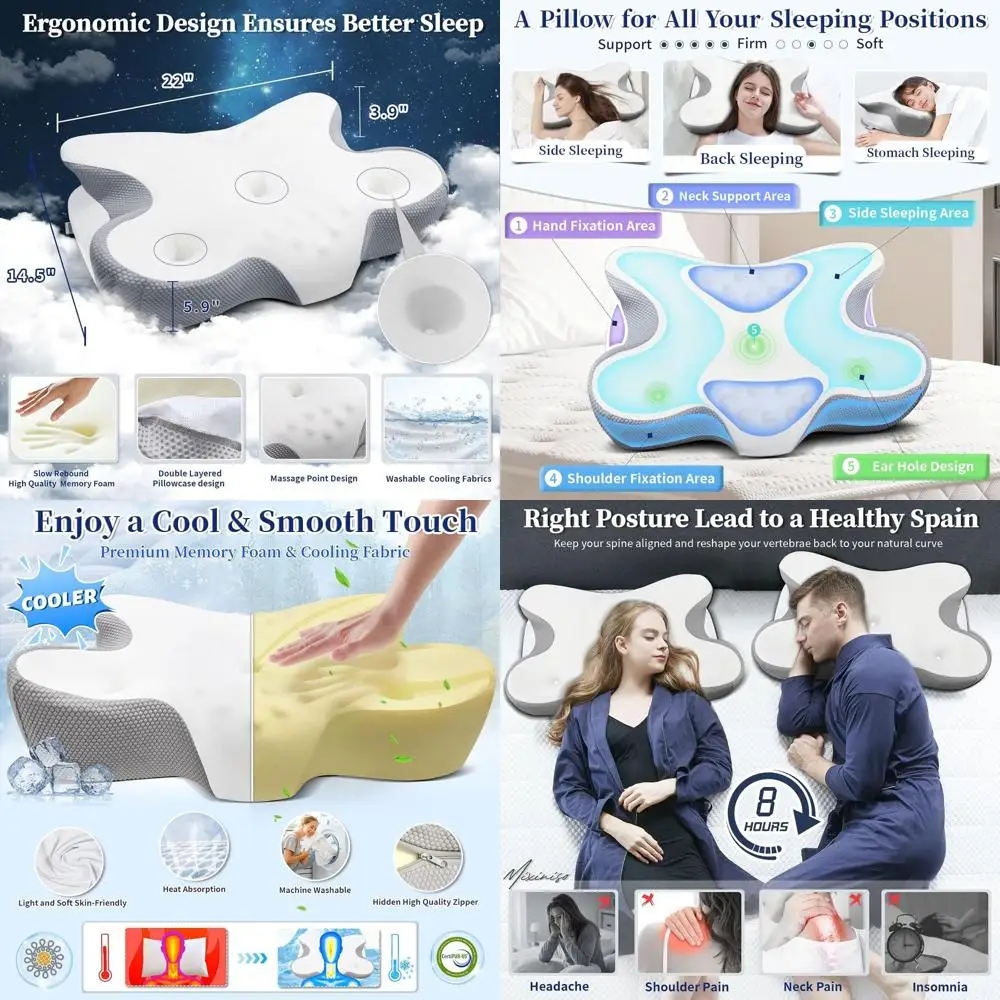 

Ergonomic Cooling Memory Foam Pillows for Side and Back Sleepers: Ideal Gifts for Adults
