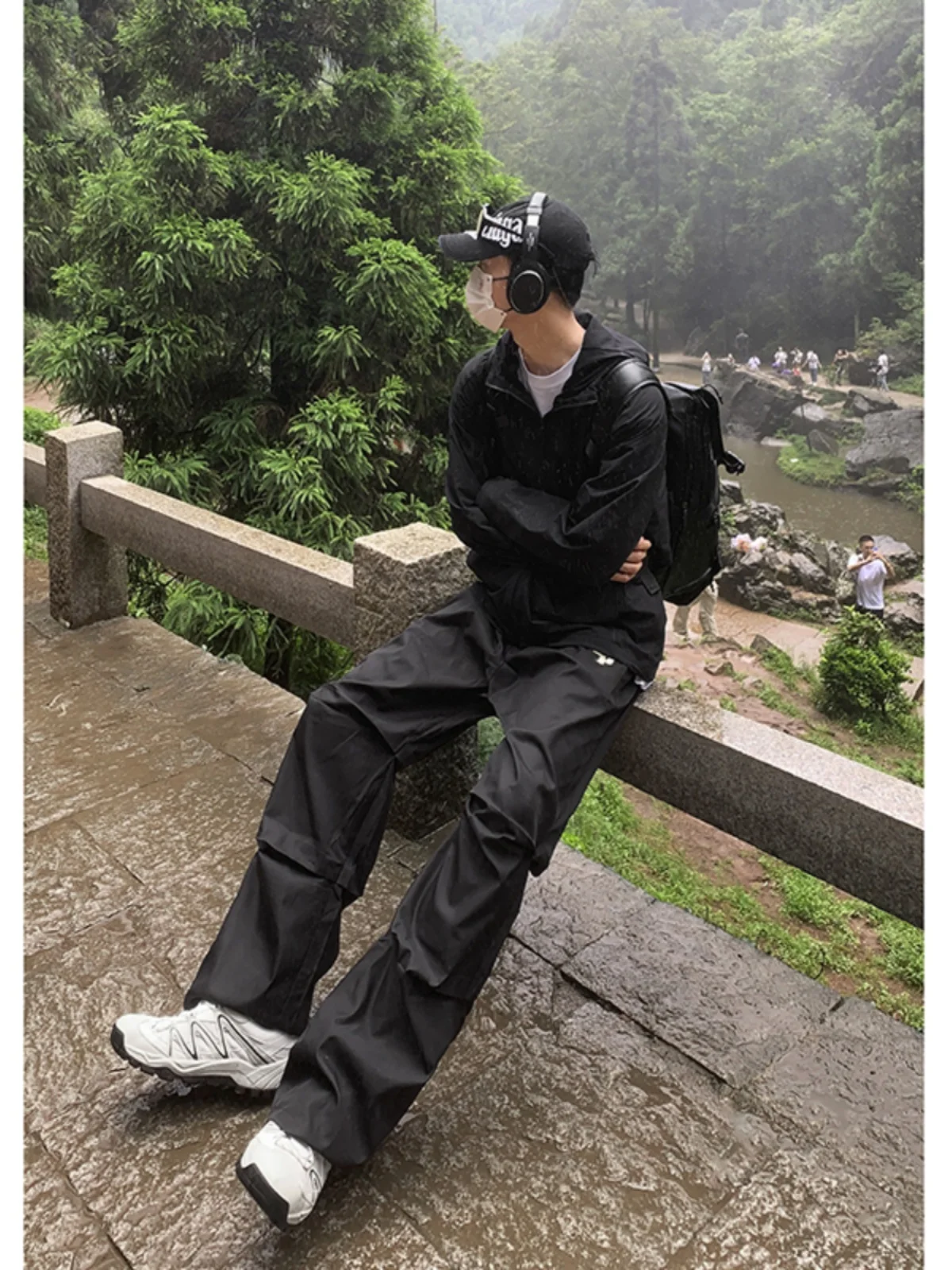 

Мужские летние походные брюки из нейлона в американском стиле, парашютные брюки, повседневные уличные брюки с низкой посадкой, свободного кроя, однотонные